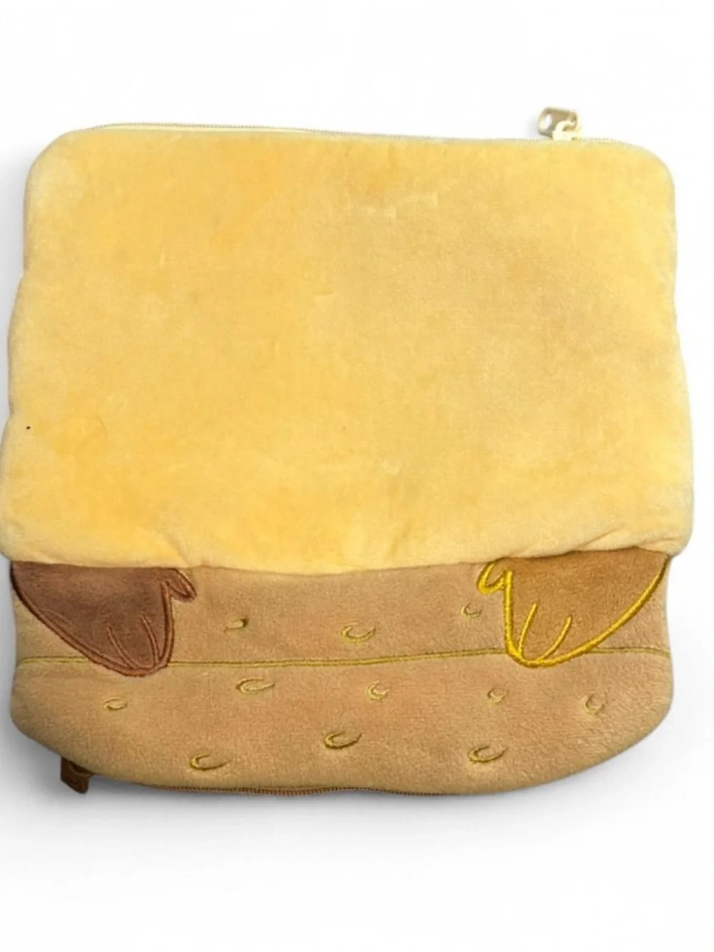 Disney Chip 'n Dale Plush Pouch Case Toast Sandwich Double Sided Face Zippered